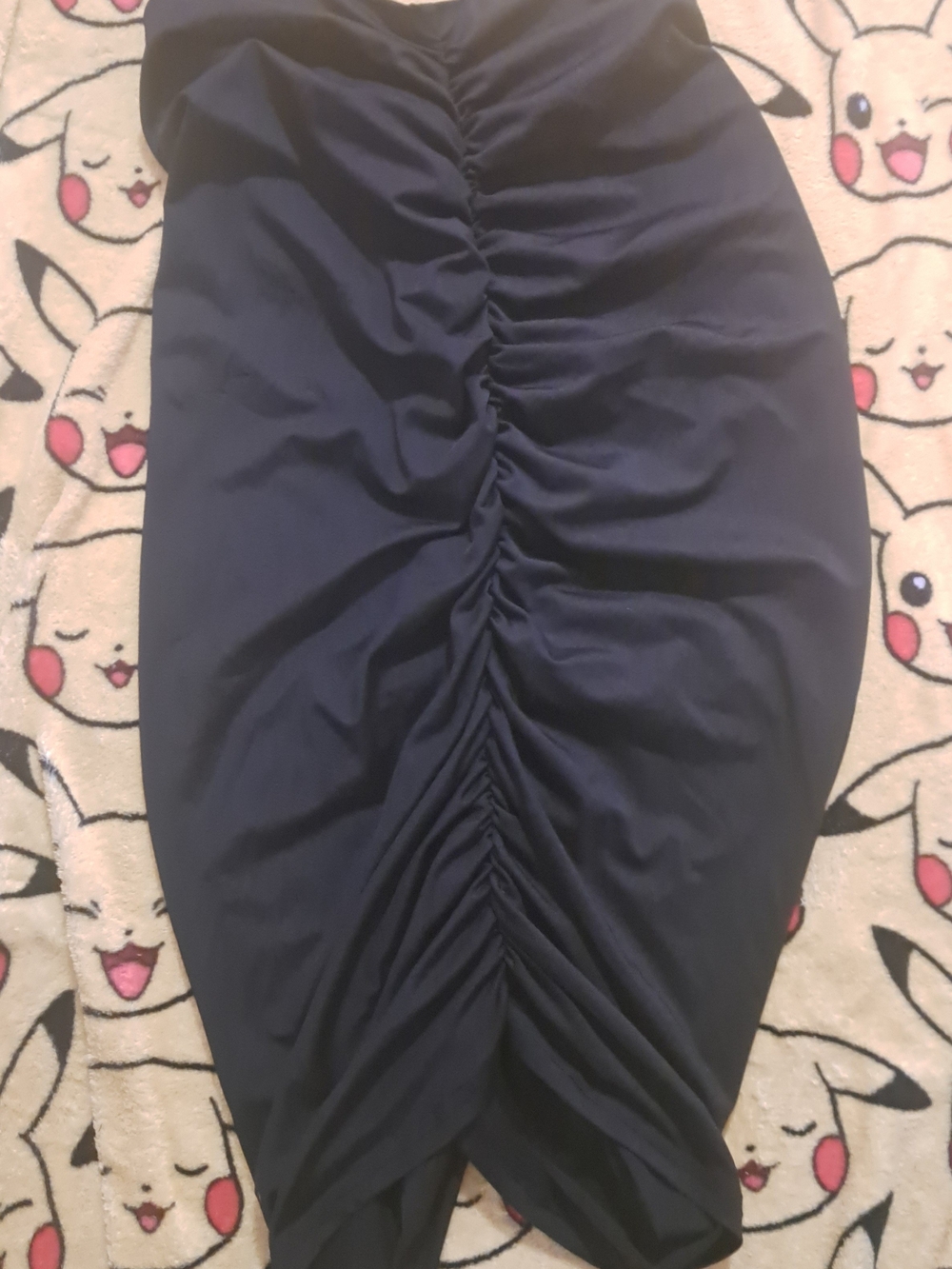 Black Ruched Pencil Skirt - Women's